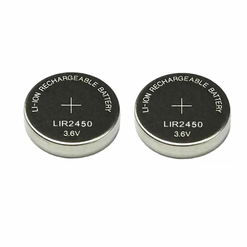 

2Pcs/Lot 3.6V LIR2450 Rechargeable Batteries 120mAh 500 Times Lithium Coin Cell Button Battery Replaced CR2450 High Quality New