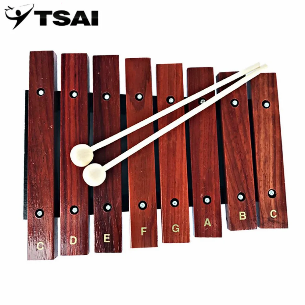 TSAI 1pcs Xylophone Natural Wooden 8 Wide Note Tone Xylophone