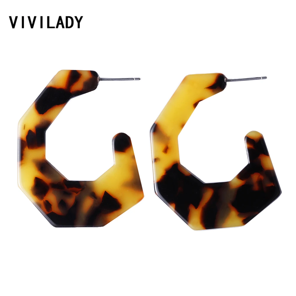 

VIVILADY Neo Gothic Irregular Hoop Earrings Women Candy Leopard Acrylic Acetic Acid Boho Geometric Brincos Bijoux Jewelry Gifts
