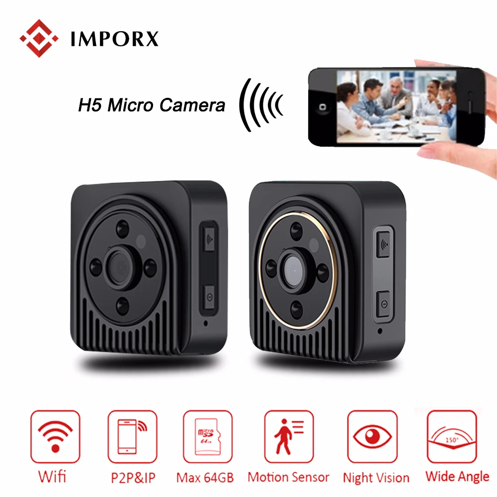 

IMPORX HD 720P DIY Portable WiFi IP Mini Camera P2P Wireless Micro Webcam Camcorder Video Recorder Support Remote View TF Card