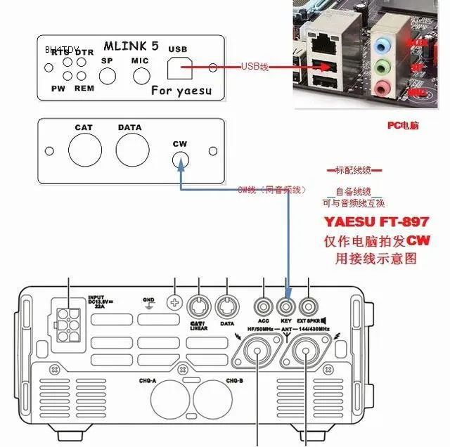 YAESU FT-817ND FT-857D FT-897D специализированным радио разъем