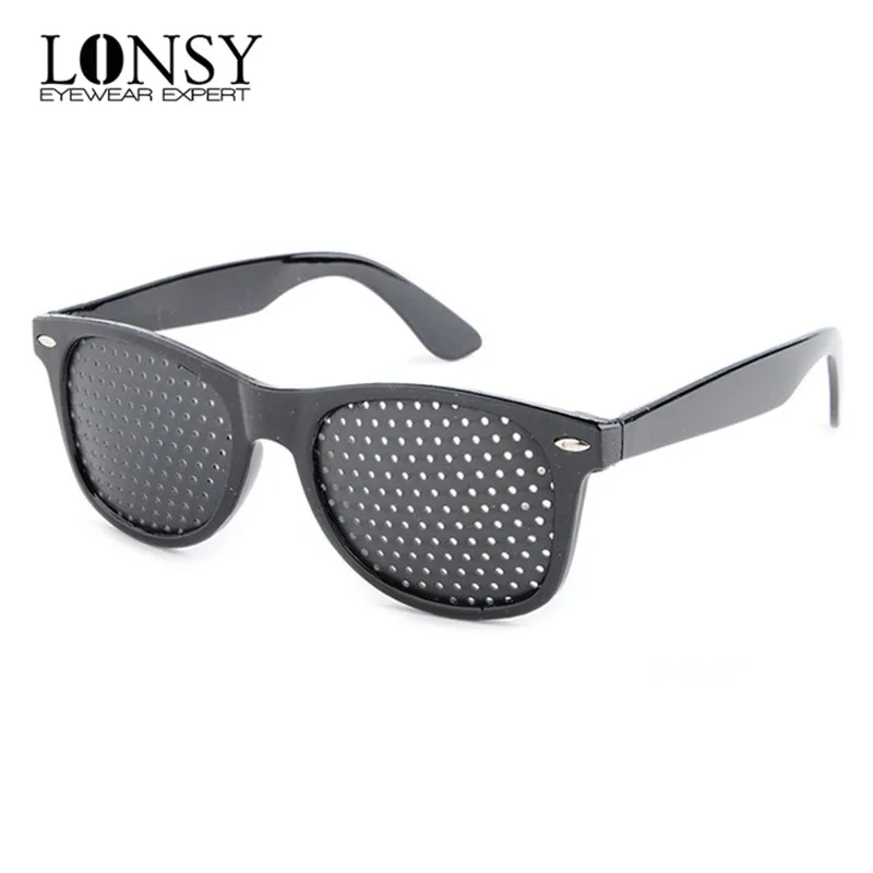 

LONSY High quality Black Unisex Vision Care Pin hole Eyeglasses Pinhole Glasses Eye Exercise Eyesight Improve Plastic