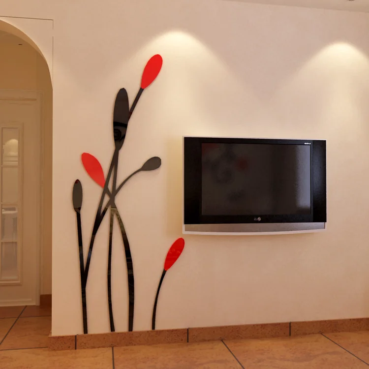 Креативные 3d акриловые хрустальные зеркальные наклейки на стену, модный диван, телевизор, Настенный декор, входные абстрактные художественные наклейки на стену - Цвет: 1