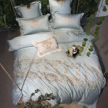 

2018 Oriental embroidery 4/7pcs Sheet Pillowcase and Duvet Cover Sets 100% Egyptian Cotton Bedlinen Queen King Size Bedding Set