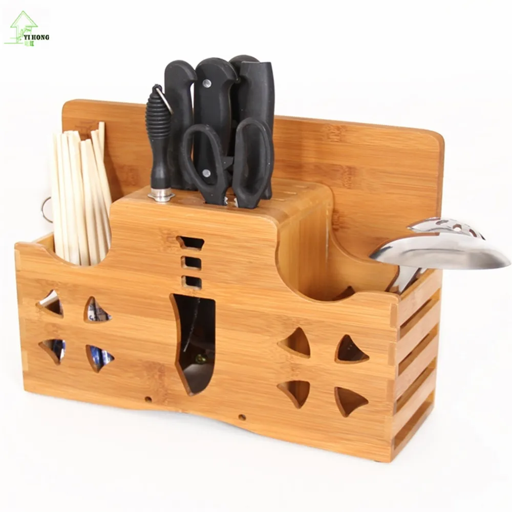 YI HONG Multifunction Bamboo Knife Rack Chopping Blocks Fork Kitchen