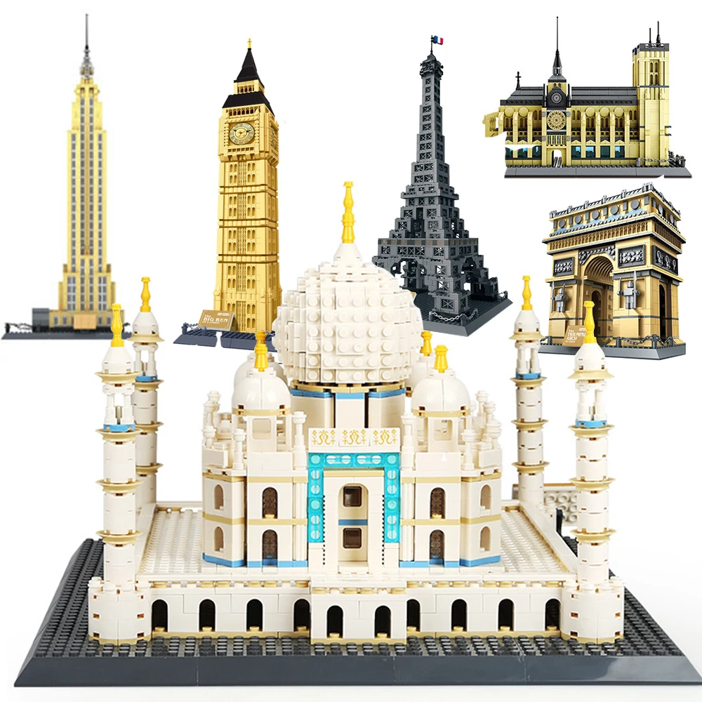 

2018 Upgraded World Great Architecture Building Blocks Set City London Decor Paris New York Toys Brick Taj Mahal