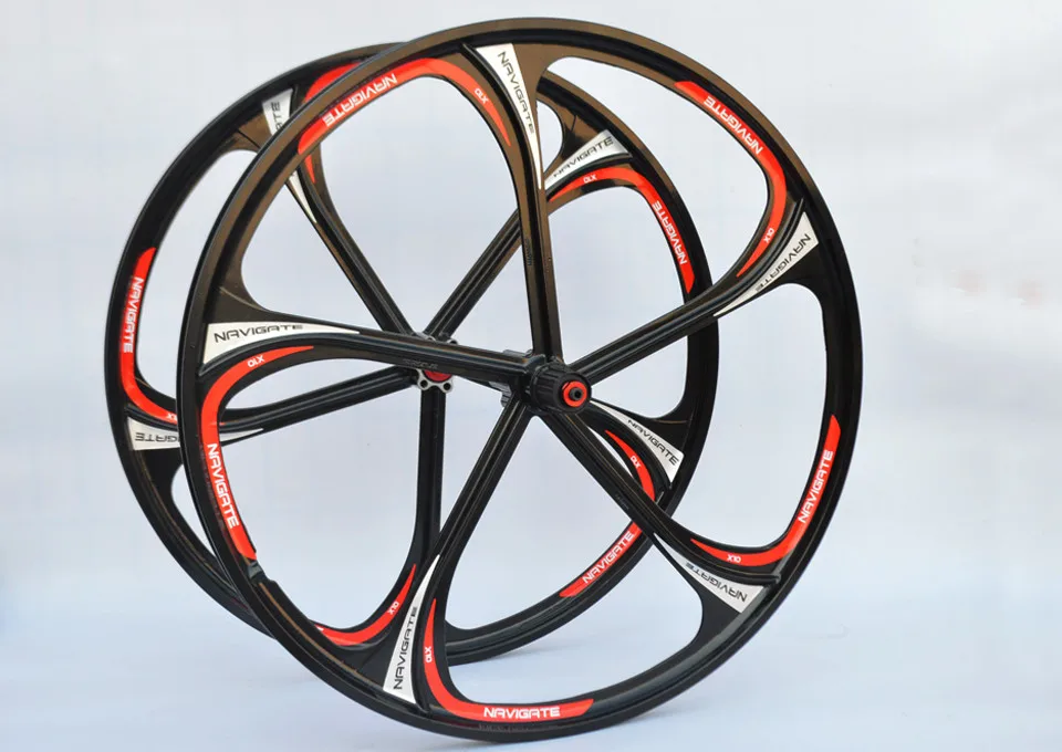 Discount New 26-Inch Mountain Bicycle Magnesium Alloy Lntegrally Molded Five Spokes Wheel Compatible 8/9/10 Speed Cassette Sprockets 2