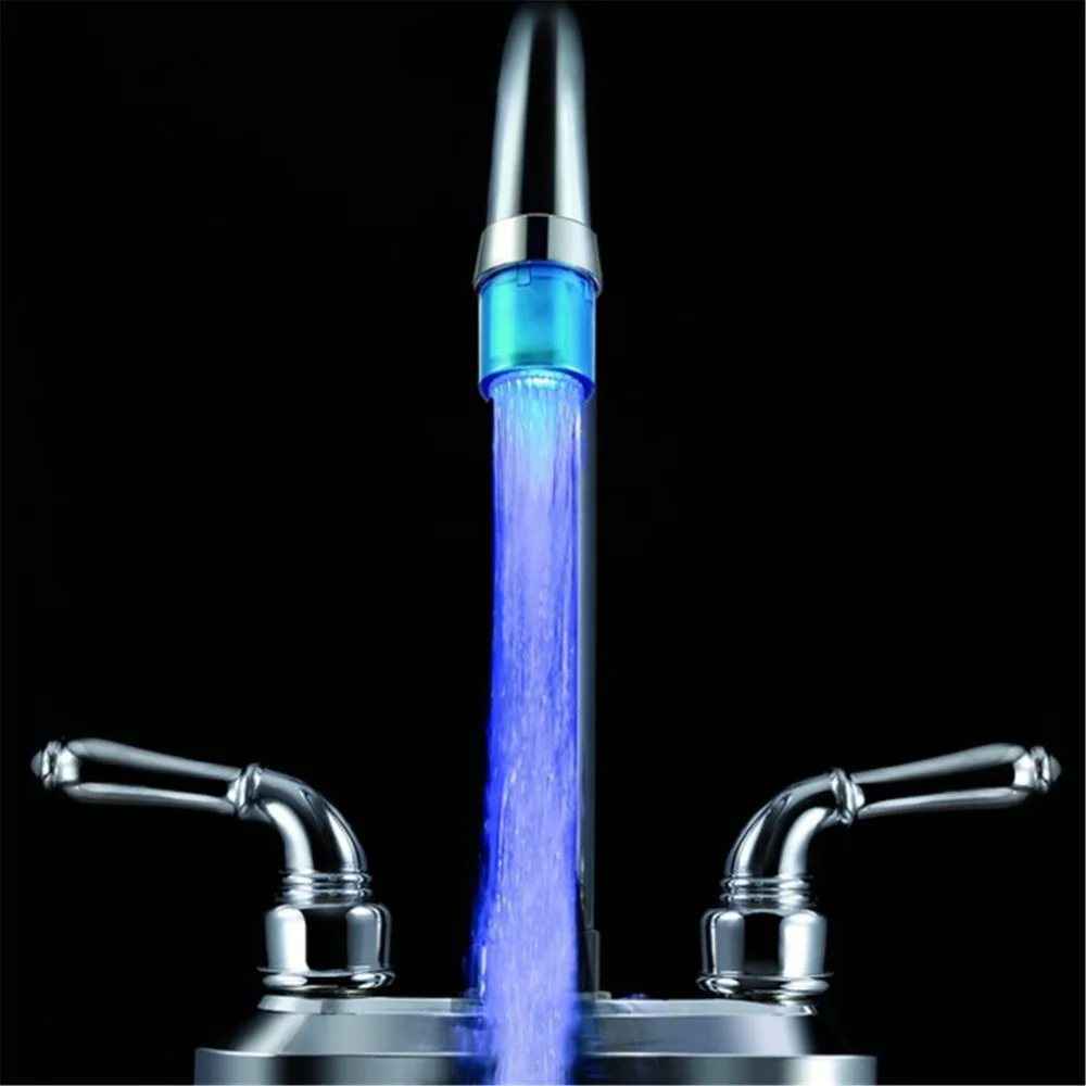 3 цвета без Батарея светодио дный воды кран головок Glow светодио дный водопроводный кран Glow Температура Сенсор дома Кухня коснитесь Ванная