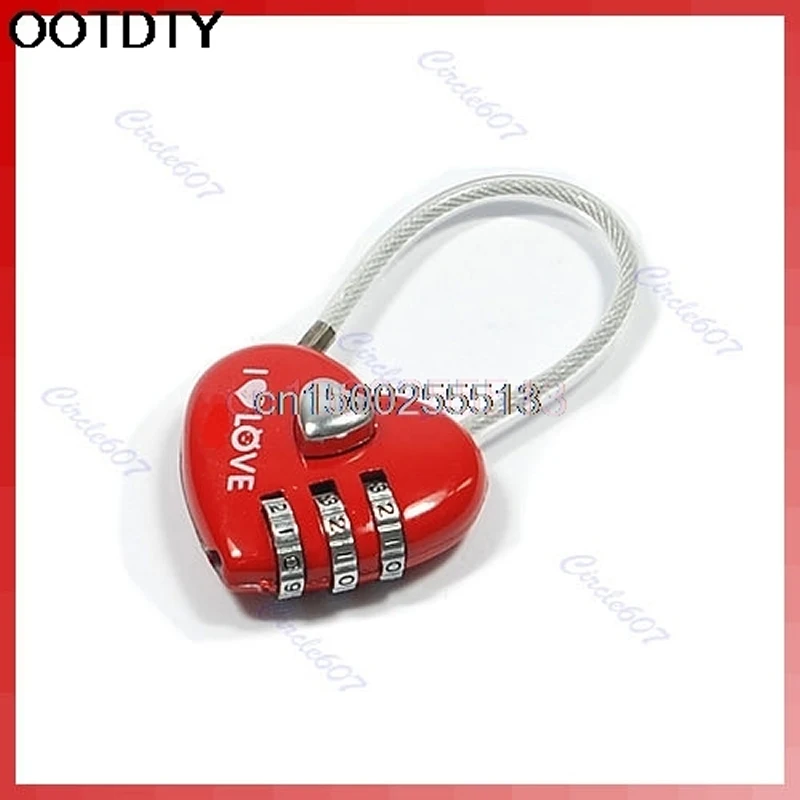 

2pcs/lot Digits Heart Lock Mini Resettable Combination Padlock Heart Lock 3 Digits