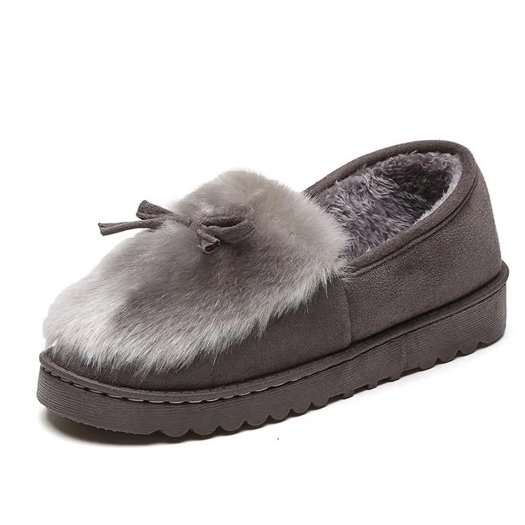 Г., модные зимние женские тапочки с мехом, домашние уличные теплые тапочки женская зимняя обувь из хлопка - Цвет: Серый