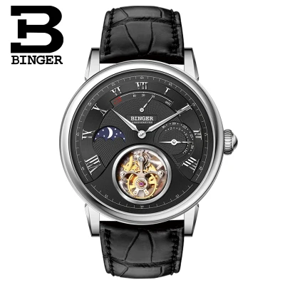 Оригинальные Роскошные Брендовые мужские часы BINGER TOURBILLON с ремешком из крокодиловой кожи сапфировые водонепроницаемые механические мужские часы - Цвет: 80801-4