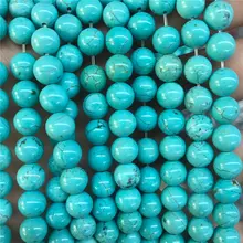 Оптимизированный светильник синий камня бирюзы круглые бусины свободная бусина из драгоценного камня 6/8/10 мм для браслета и Цепочки и ожерелья ювелирных изделий Ремесла Материал
