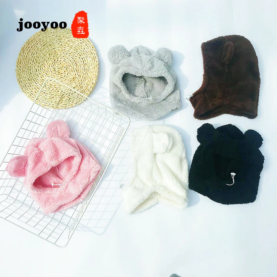 

Adjustable Baby Hat Outdoor Warm Cartoon Bear Plush One Male And Female Baby Cacual Cap Outdoor Head Cap jooyoo