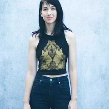 

2018 Girls New Fashion Casual Cute Cartoon Printing Summer Sleeveless O-Neck Crop Short Shirts Tops Hot