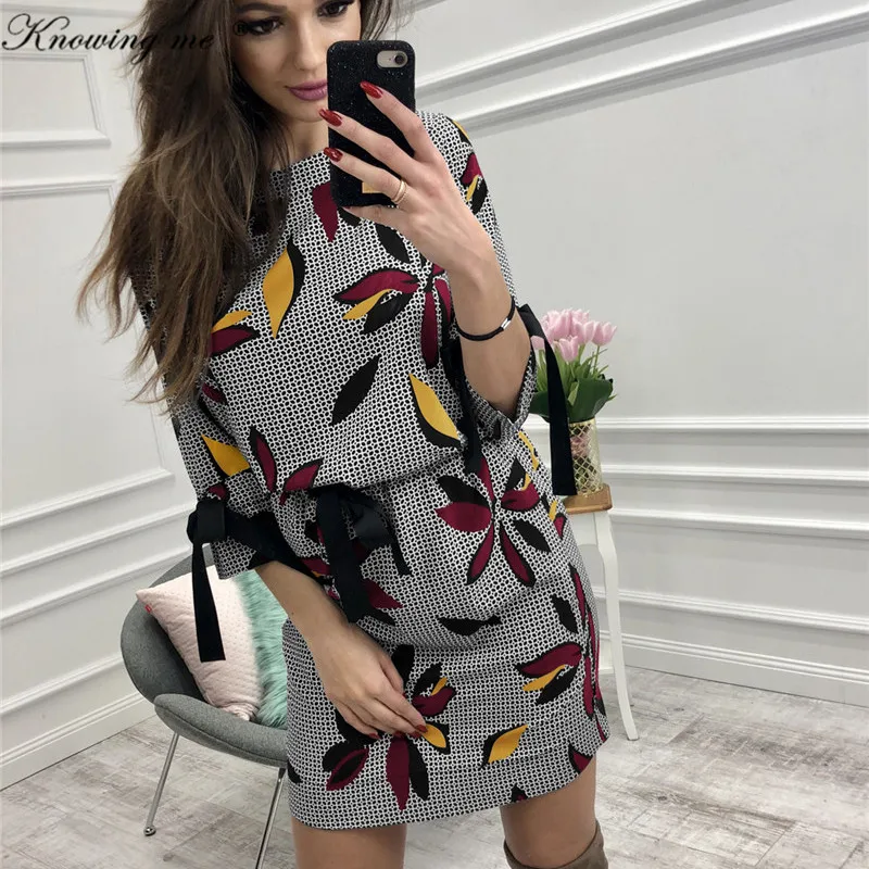 Женский мини-сарафан с бантом Knowing me 2XL летние повседневные платья круглым