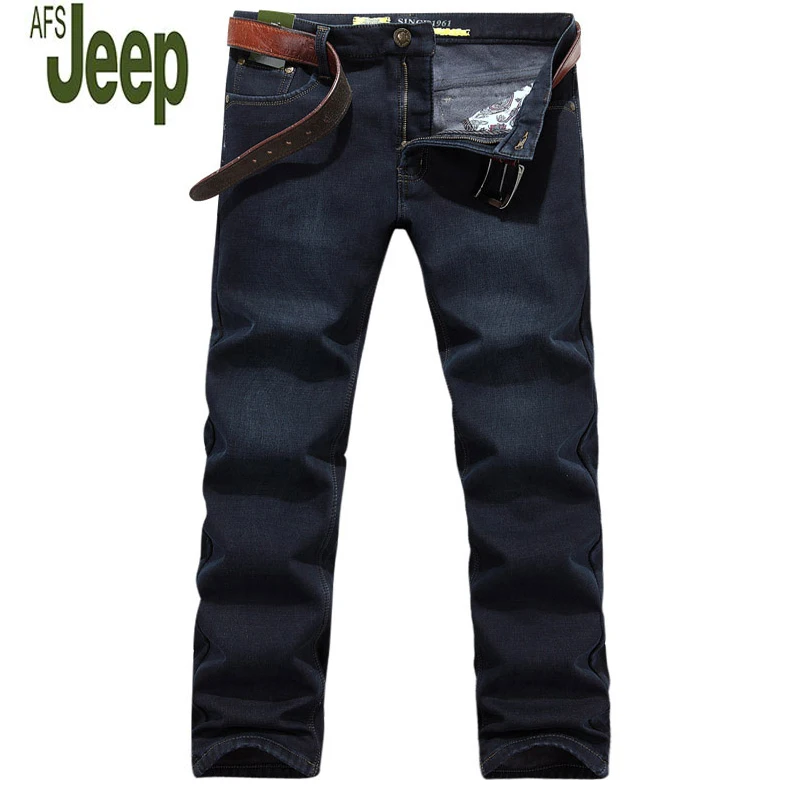2017 AFS JEEP Men Plus Cashmere Thickened Breathable Jeans Large Yards