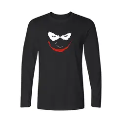 Зло в стиле Джокер Бэтмен футболка с длинным рукавом Для мужчин брендовые черные осенние модные футболки Рубашки для мальчиков хлопок Для