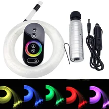 Kit de teto com iluminação para carro, dc12v, 6w, rgb, fibra óptica, estrela, 100 peças/150 peças/200 controle remoto touch de 0.75mm 2m +, peças
