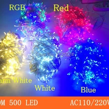 Светодиодная линейная гирлянда 50 м 500led AC110V или AC220V красочные праздничное светодиодное освещение водонепроницаемый наружный Декор рождественское освещение