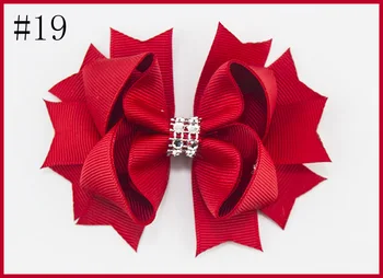 

free shipping 120pcs 3.5'' Piggytail hair bows toddle hair clips Rhinestone Hair Bows holiday girl clips