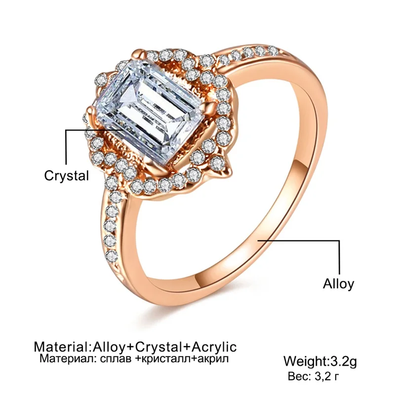 FNIO, модное кольцо с кристаллами и цирконием, обручальное кольцо, набор для женщин, геометрические вечерние кольца, женское ювелирное изделие