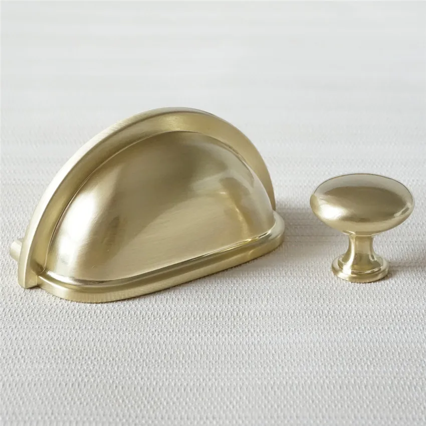 3 Brushed Gold Cup Pull Drawer Pulls Handle Dresser Knobs Handles