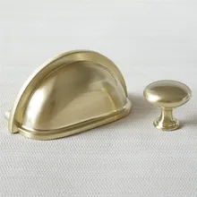 3 Brushed Gold Cup Pull Drawer Pulls Handle Dresser Knobs Handles Shell Cupboard Handle Kitchen Cabinet Handle Door Knob Pulls 97mmx31mm retro shell pulls oil rubbed iron conch cup handle knob drawer cabinet decor bin pulls