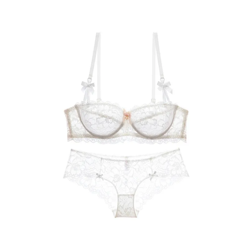 Beste Varsbaby Dames Ultra dunne Kant Sexy Ondergoed Half Cup Comfortabel Ademend Beha Sets