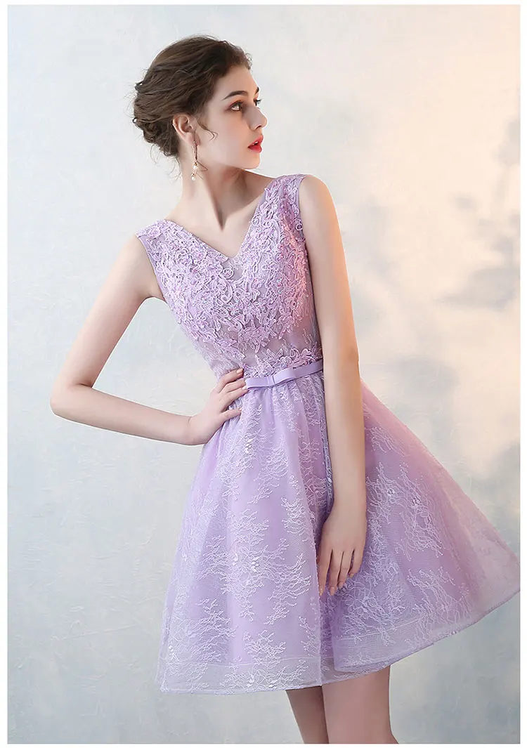 Robe de soiree фиолетовое короткое вечернее платье без рукавов с v-образным вырезом vestido de festa выпускное платье вечернее платье на заказ