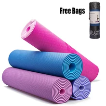 ТПЭ коврики для йоги Экстра толстые Нескользящие пенопластовые Бесплатные сумки для фитнеса безвкусные пилатесы для тренажерного зала с ремнем для йоги 183 см X 61 см