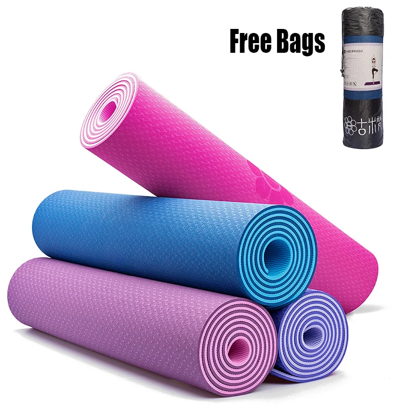 TPE Yoga Mats Extra Thick Non slip Foam Free bags For Fitness Tasteless