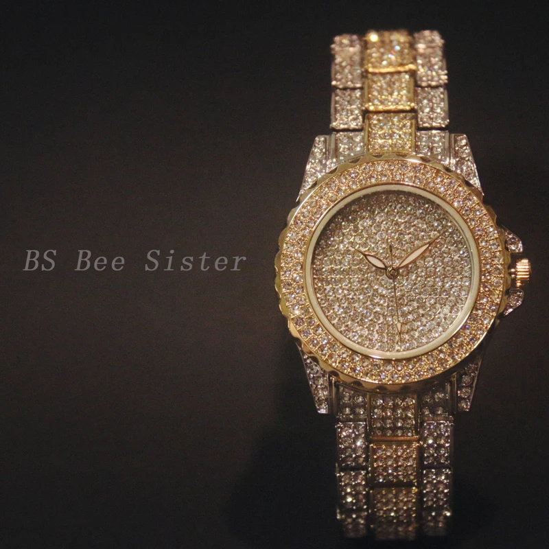 Часы с бриллиантами, роскошные женские часы топ бренда, кристаллы, стразы, наручные часы, нержавеющая сталь, женские золотые часы, браслет, часы