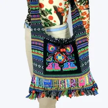 Винтажная Этническая тайская индийская Бохо сумка через плечо с вышивкой ручной работы из льна гобелен SYS-083F