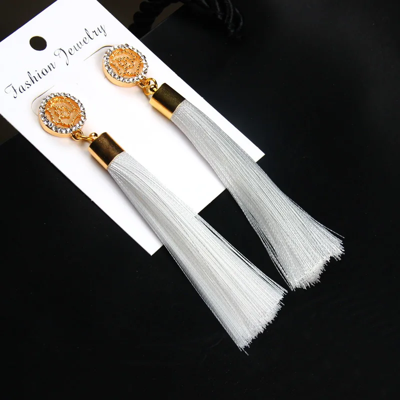 Rhinestone Long Tassel Earrings Jewelry in Earrings