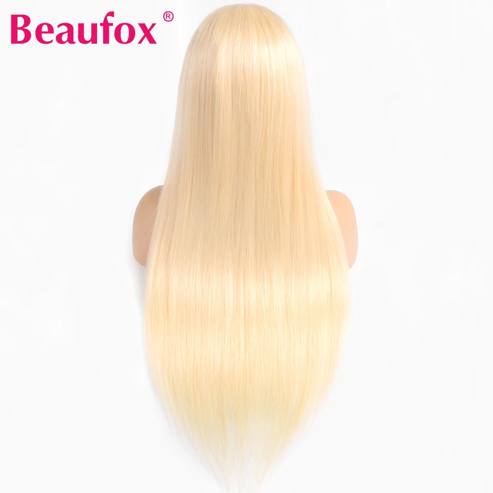Beaufox 613 Lace Front Wig Indian Straight Human Hair Wigs For Black Women Pre Plucked Natural Hairline 150% Remy 613 Blonde Wig (1)
