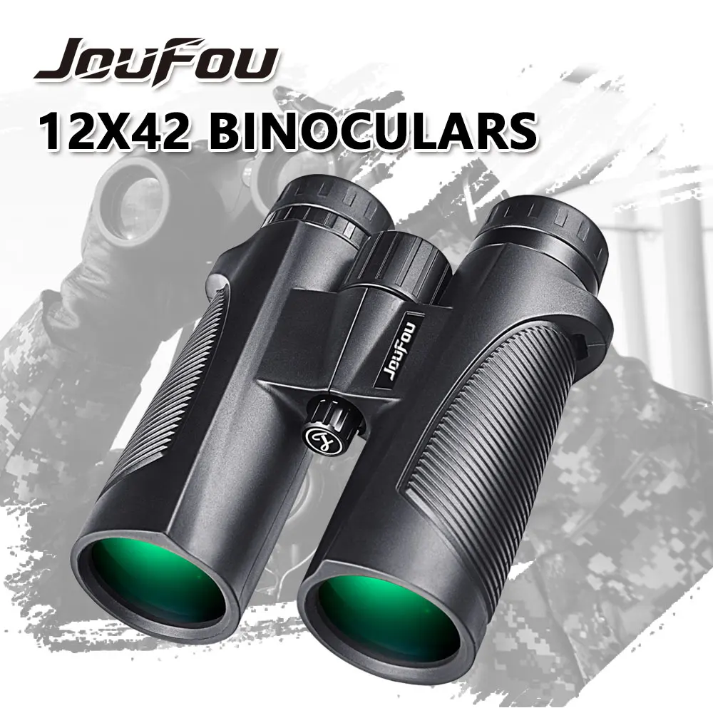

JouFou High HD 12X42 Binocular Shockproof PORRO Bak4 Prism Big Powerful Big Eyepiece Binoculars for Hunting Camping Hiking