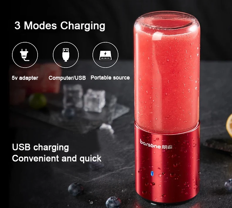 Мини Aurora Материал фрукты соковыжималка машина 7,4 V Smoothie блендер Портативный USB Batidora De ВАСО с дополнительной Стекло чашки выберите