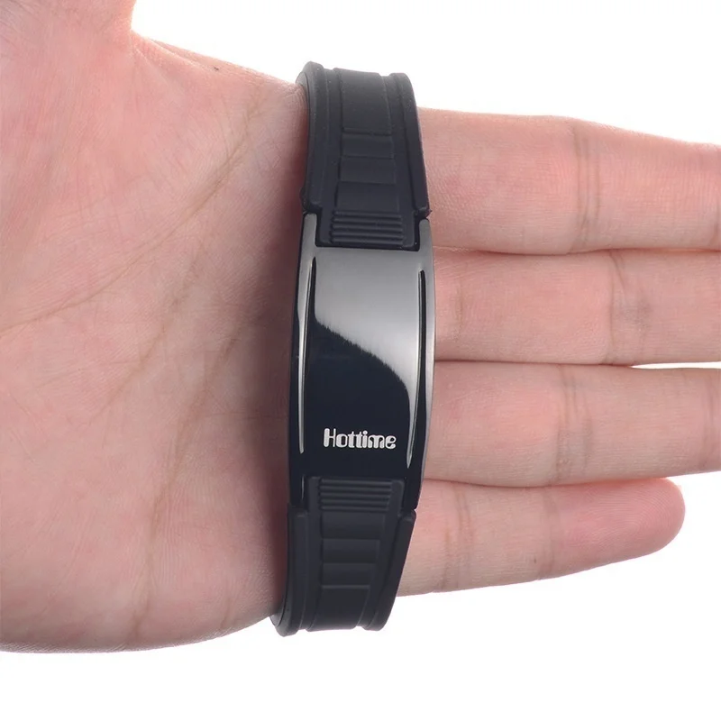 Cool Magnetic Silicone Sports Waterproof Tourmaline Bracelets for Couple Adjustable Stainless Steel Balance Bracelet Sweet Gift3