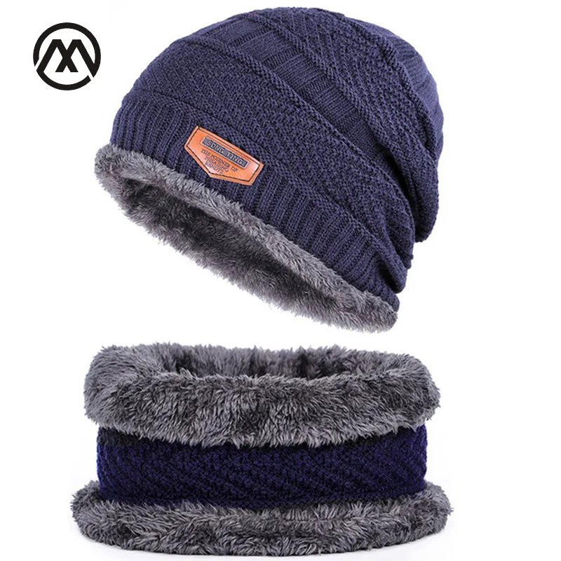 

Men's Knitted Plus Velvet Thick Winter Hats Warm and Comfortable Adjustable Unisex Exquisite Leather Label Brand caps for male