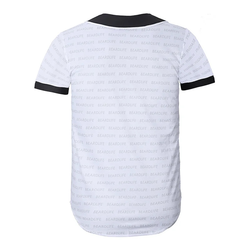 Funny-3D-T-shirt-Hip-Hop-Baseball-Shirt-Animal-Bearded-Cat-Button-V-neck-Short-Sleeve