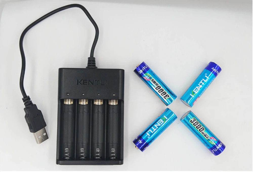 4 шт. KENTLI AA 1,5 V 3000 mwh полимерная литий-ионная аккумуляторная батарея+ 4 слота USB литий-ионная батарея зарядное устройство