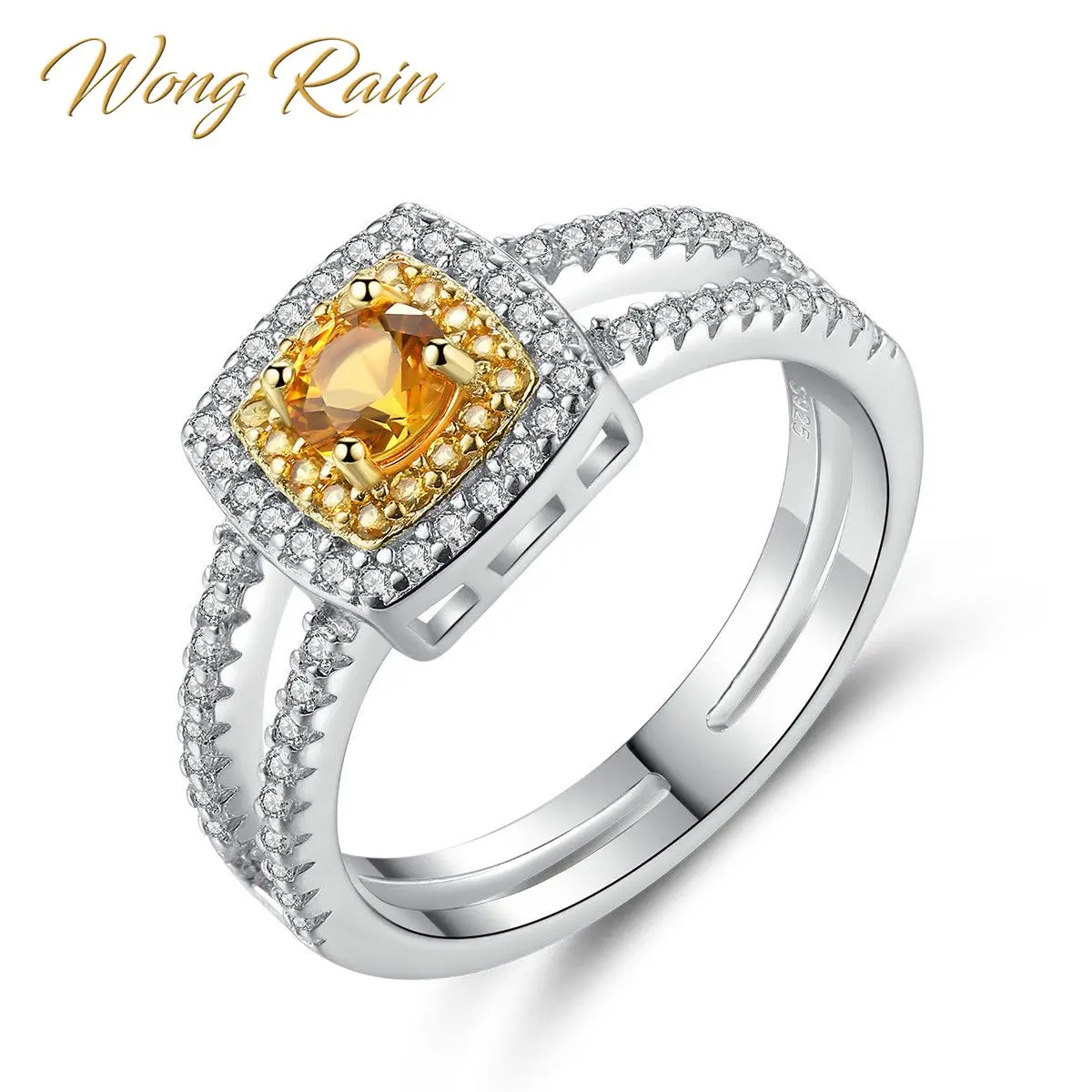 Wong Rain винтажное серебро 925 пробы натуральный цитрин драгоценный камень Свадебная