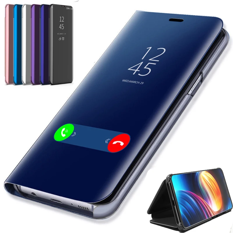 

Smart Mirror Flip Leather Case For Xiaomi Redmi Note 7 6 5 Pro 360 Back Covers For Xiaomi mi 9 SE 8 Pocophone F1 Pokophone Coque