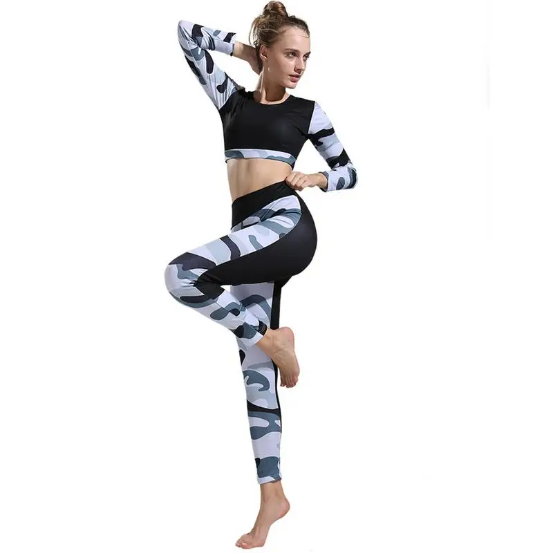 

2018 New Camouflage Yoga Clothing Suit Casual High Waist Pants Sportswear
