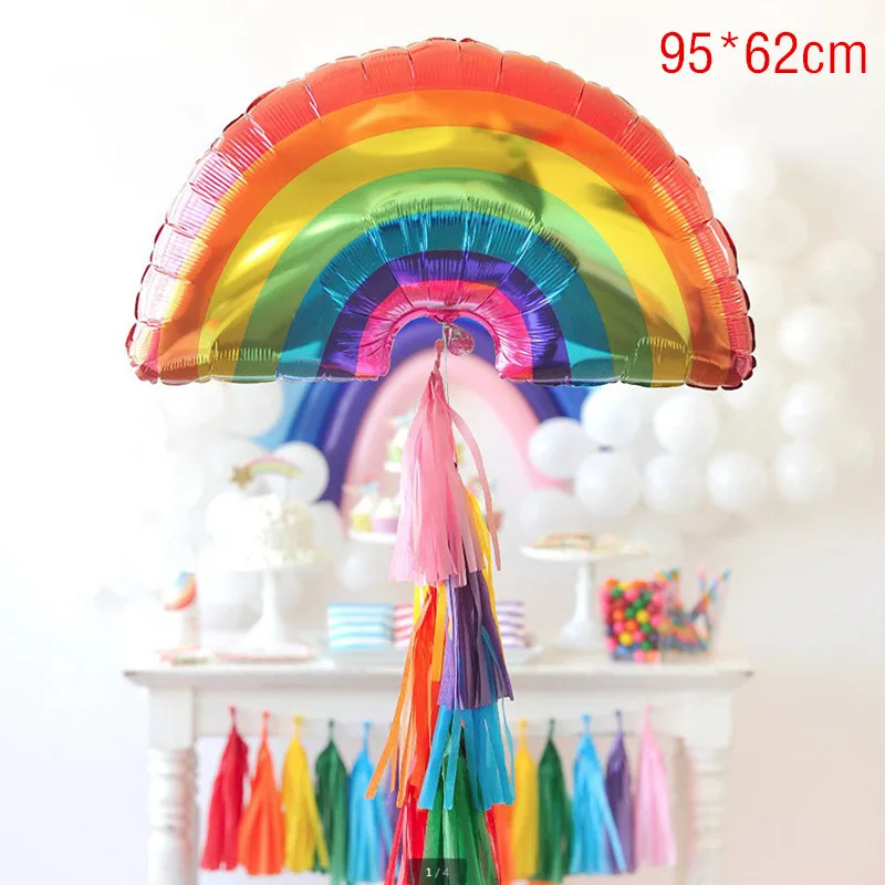 1 шт., радужные воздушные шары из фольги с голубым облаком и смайликом для свадьбы, дня рождения, вечеринки, украшения, Прямая поставка - Цвет: Mushroom rainbow