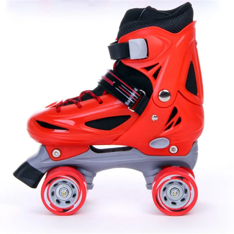 Japy Kid's Roller Skates Size Adjustable Double Line Skates For Children Two Line Skating Shoes Patines With PVC 4 Wheels