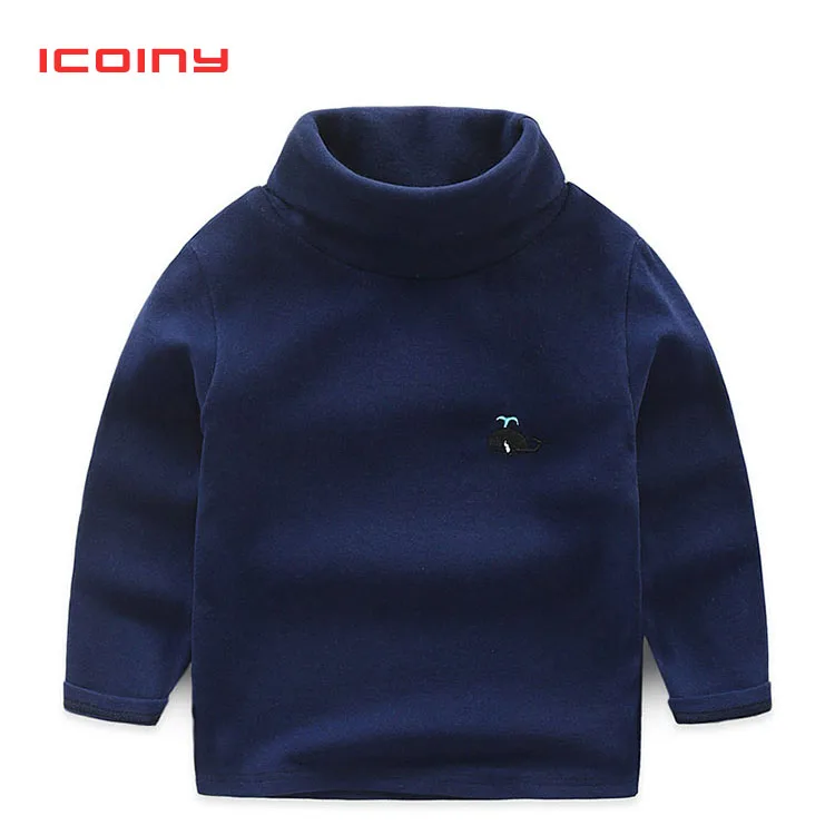 

Girls White Bee Embroidered Sweater Boys Girls Knitted Sweatshirts turtleneck Children's Clothing High Collar Bottom Shirts