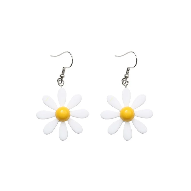 2018 Summer Lovely Cute Blue / White Acrylic Daisy Flower Small Drop Earrings for Women Girls Wedding Charm Jewelry Gift