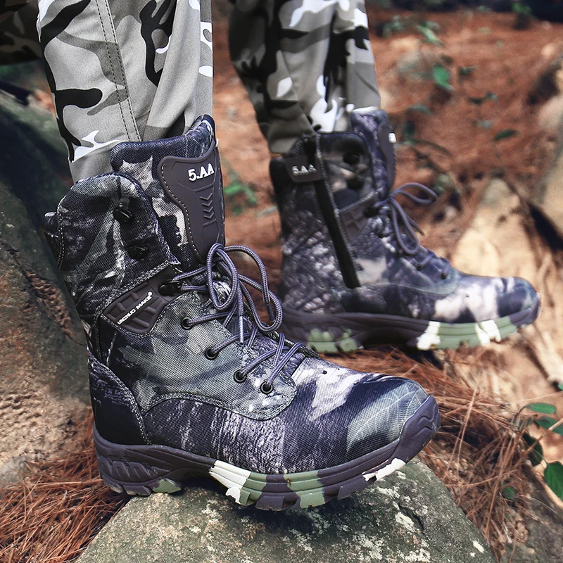 

2019 Outdoor Training Military Boots Men Trekking Hiking Shoes Hunting Waterproof Mountain Climbing Shoes Tactical Army Boot