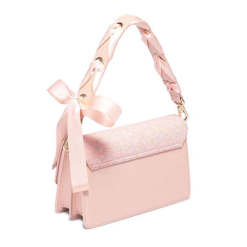NUCELLE Brand Women's PU Leather Handbags Ladies Fashion Ribbons Tote Purse Female Chains All-match Flap Crossbody Bags